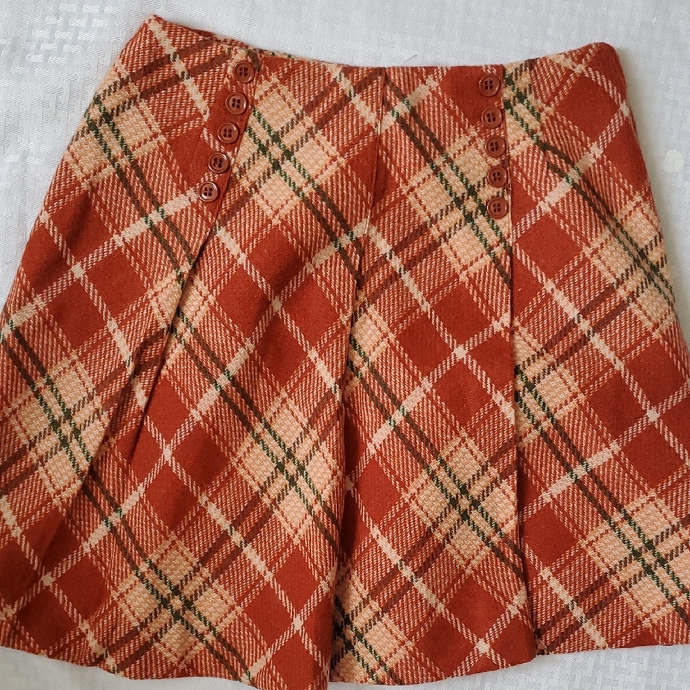 Vtg Bobbie Brooks Plaid Mini Skirt in Red and Cream Dark Acacademia - Picture 4 of 14